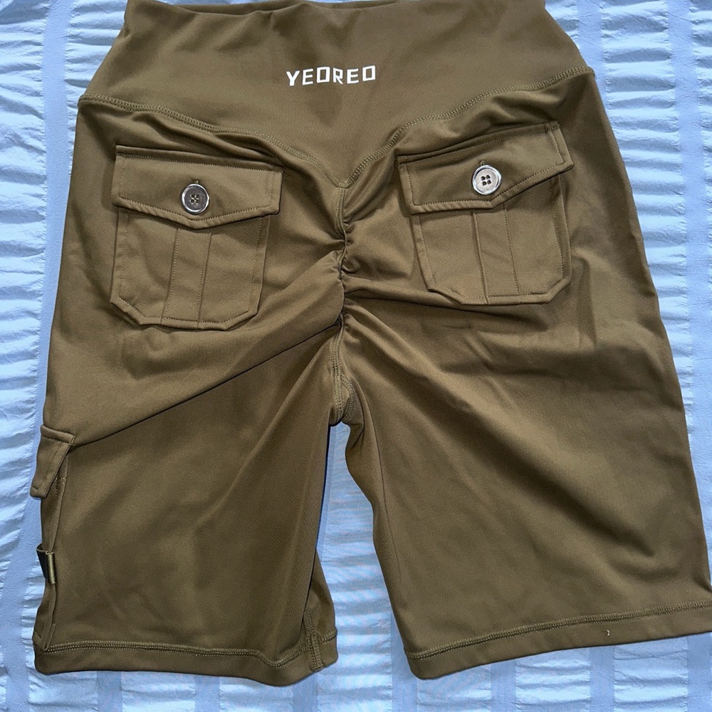 Green Cargo Shorts with Utility Design